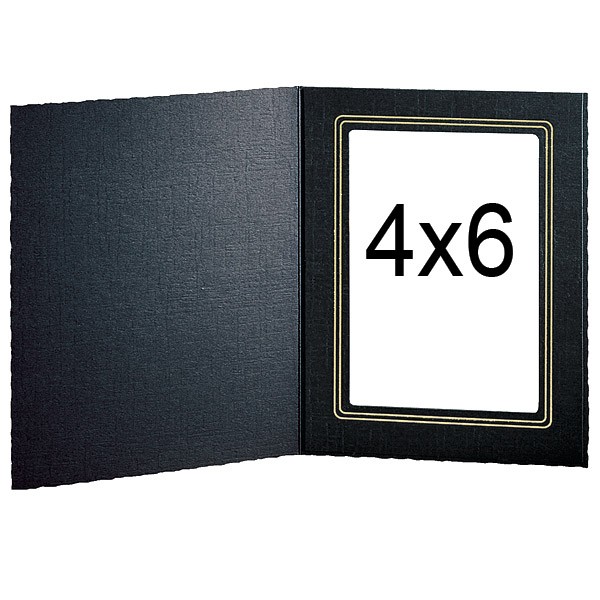 TAP Portrait Photo Folders Winslow 4x6 EbonyGold Cardboard Picture Frames