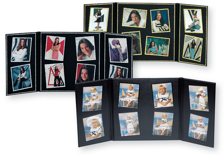 ACHIEVEMENT FOLIO 8-opening 4x5/5x4 Black W/SENIOR