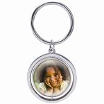 Create-Your-Own Silver Spin Personalized Photo Keychain #7633